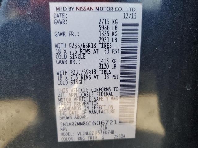 Photo 12 VIN: 5N1AR2MM8GC606721 - NISSAN PATHFINDER 