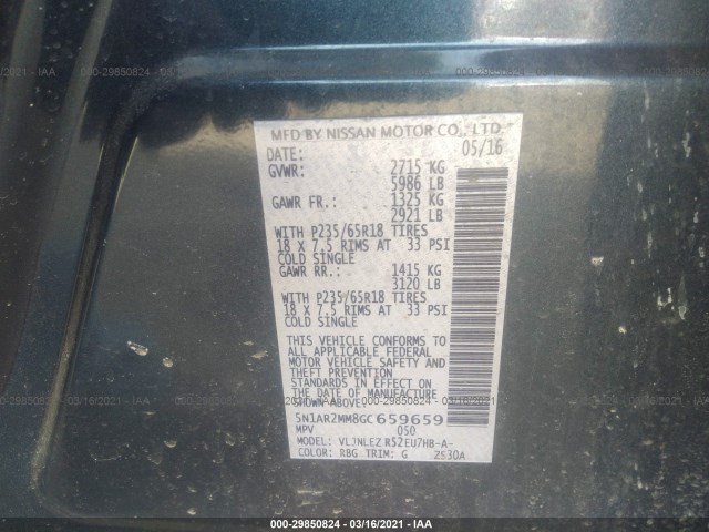 Photo 8 VIN: 5N1AR2MM8GC659659 - NISSAN PATHFINDER 