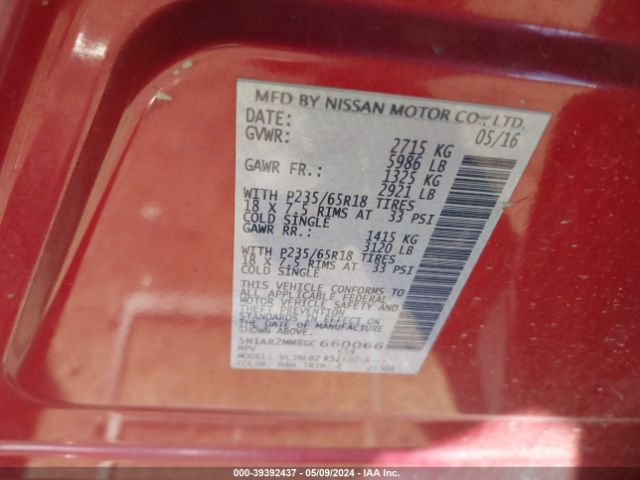 Photo 8 VIN: 5N1AR2MM8GC660066 - NISSAN PATHFINDER 