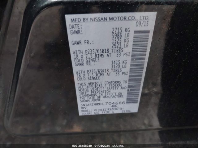 Photo 8 VIN: 5N1AR2MM9FC704686 - NISSAN PATHFINDER 