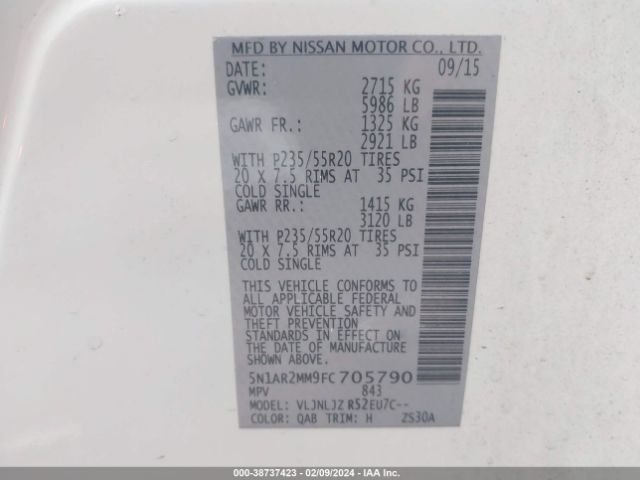 Photo 8 VIN: 5N1AR2MM9FC705790 - NISSAN PATHFINDER 