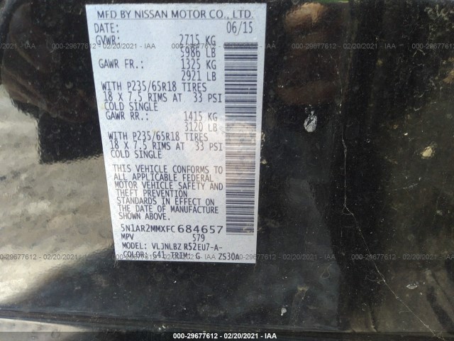 Photo 8 VIN: 5N1AR2MMXFC684657 - NISSAN PATHFINDER 