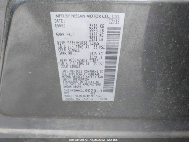 Photo 8 VIN: 5N1AR2MMXGC607319 - NISSAN PATHFINDER 