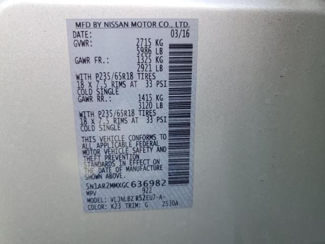 Photo 9 VIN: 5N1AR2MMXGC636982 - NISSAN PATHFINDER 