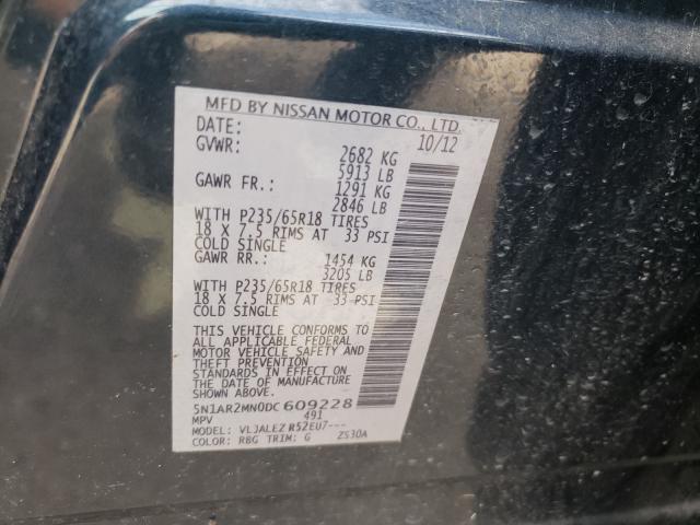 Photo 9 VIN: 5N1AR2MN0DC609228 - NISSAN PATHFINDER 