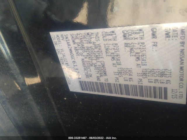 Photo 8 VIN: 5N1AR2MN0GC613204 - NISSAN PATHFINDER 