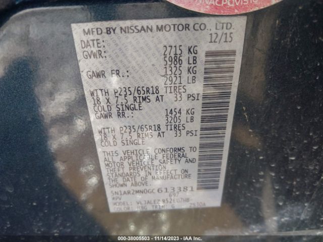 Photo 8 VIN: 5N1AR2MN0GC613381 - NISSAN PATHFINDER 