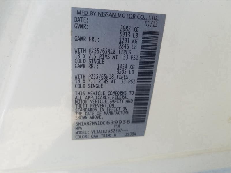 Photo 9 VIN: 5N1AR2MN1DC639936 - NISSAN PATHFINDER 