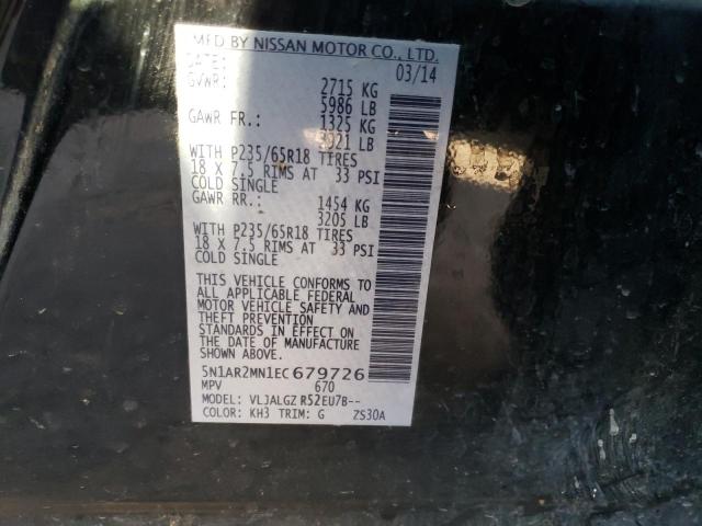 Photo 9 VIN: 5N1AR2MN1EC679726 - NISSAN PATHFINDER 