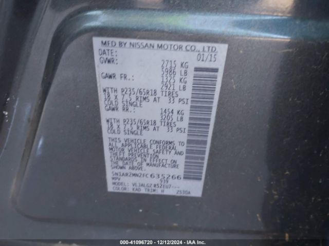 Photo 8 VIN: 5N1AR2MN2FC635266 - NISSAN PATHFINDER 