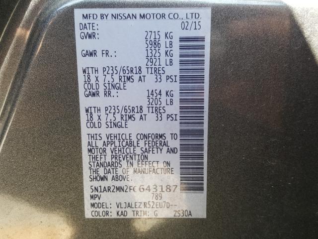 Photo 9 VIN: 5N1AR2MN2FC643187 - NISSAN PATHFINDER 