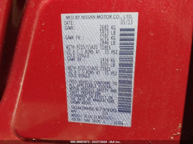 Photo 8 VIN: 5N1AR2MN4DC679900 - NISSAN PATHFINDER 