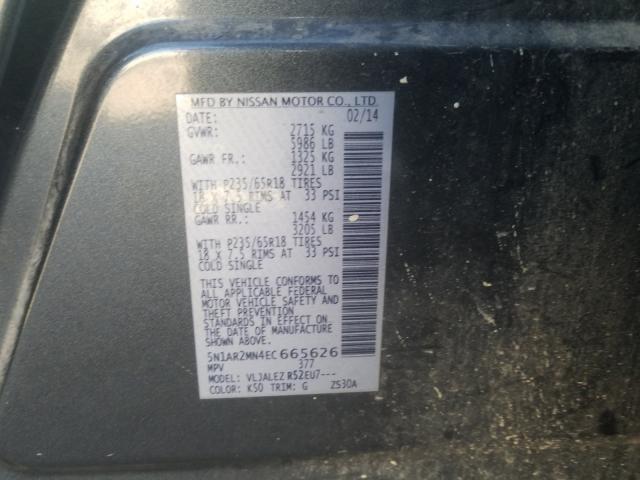 Photo 9 VIN: 5N1AR2MN4EC665626 - NISSAN PATHFINDER 