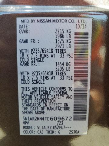 Photo 12 VIN: 5N1AR2MN4FC609672 - NISSAN PATHFINDER 