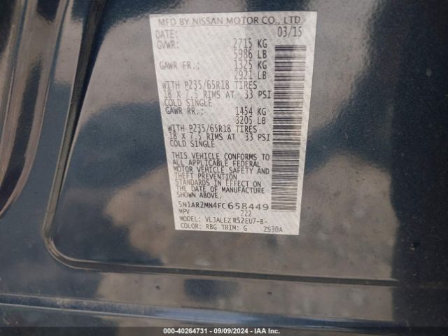 Photo 8 VIN: 5N1AR2MN4FC658449 - NISSAN PATHFINDER 