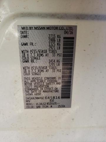 Photo 9 VIN: 5N1AR2MN4GC645816 - NISSAN PATHFINDER 