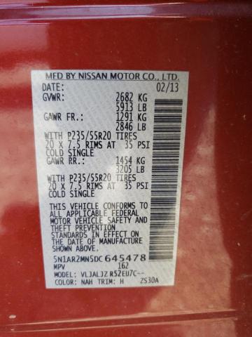 Photo 9 VIN: 5N1AR2MN5DC645478 - NISSAN PATHFINDER 