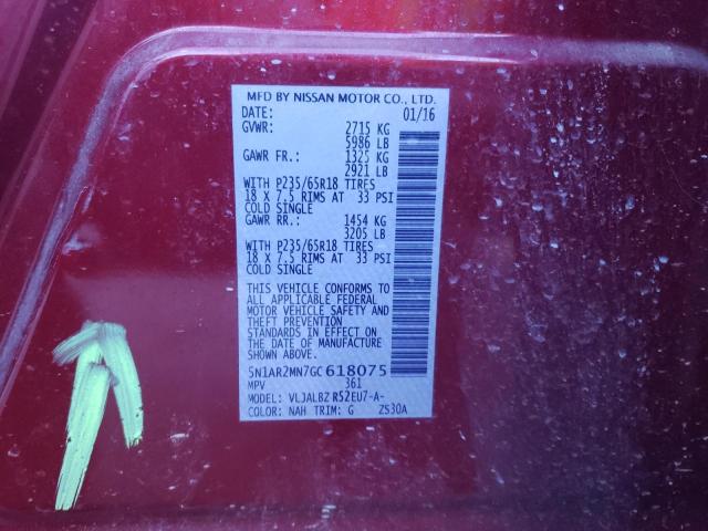 Photo 9 VIN: 5N1AR2MN7GC618075 - NISSAN PATHFINDER 