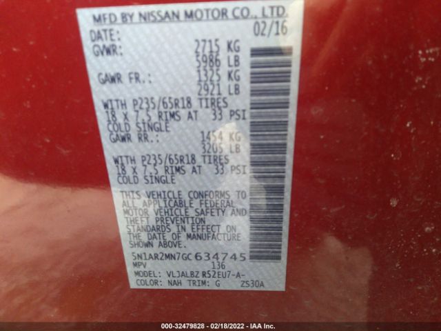 Photo 8 VIN: 5N1AR2MN7GC634745 - NISSAN PATHFINDER 