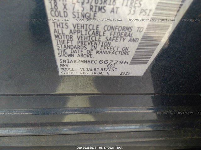 Photo 8 VIN: 5N1AR2MN8EC667296 - NISSAN PATHFINDER 