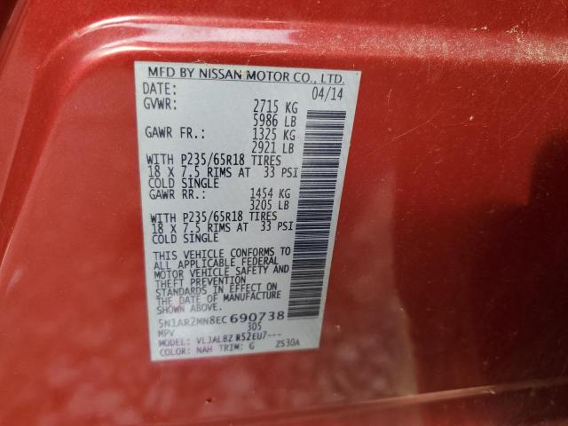 Photo 12 VIN: 5N1AR2MN8EC690738 - NISSAN PATHFINDER 