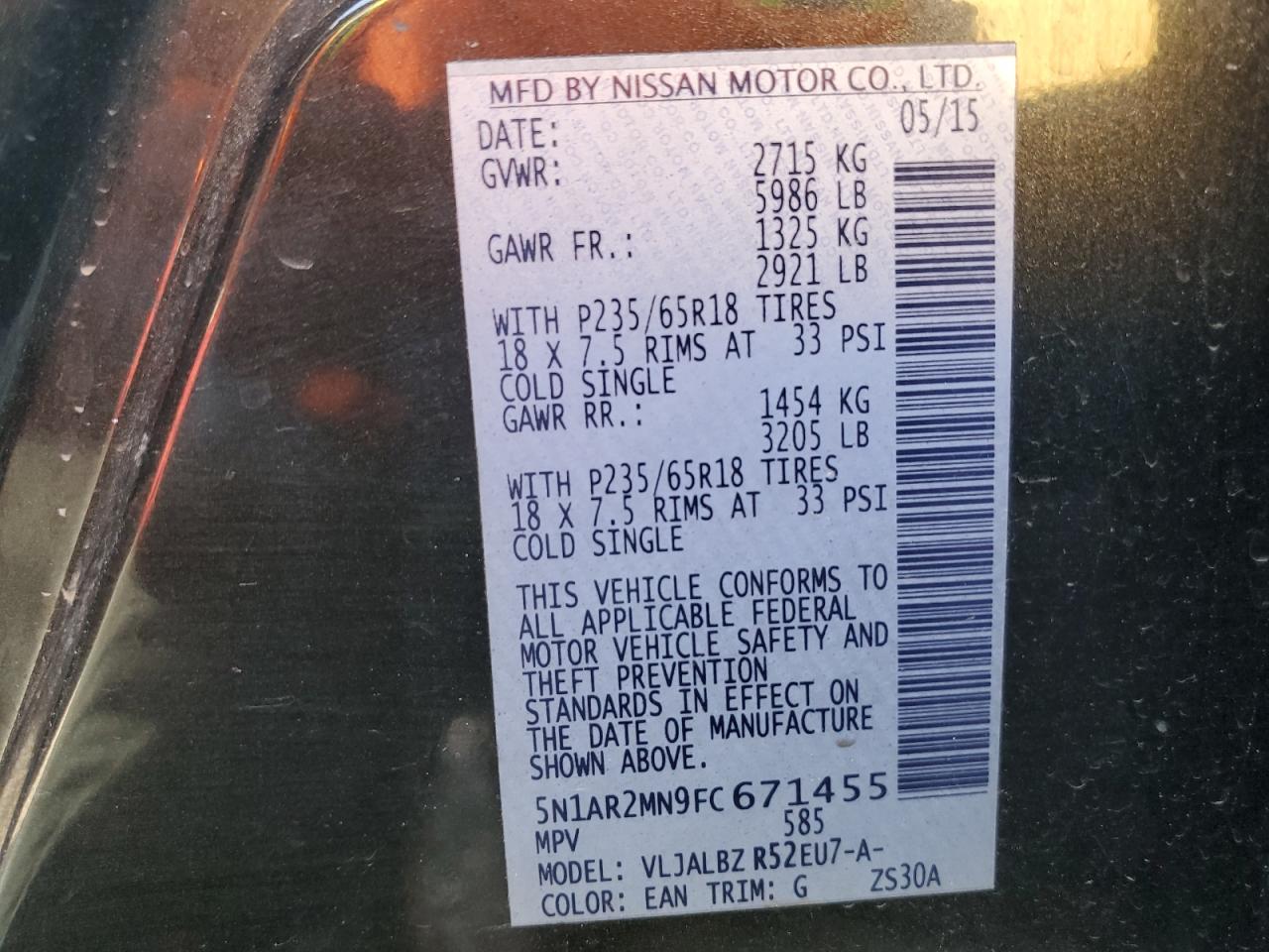 Photo 12 VIN: 5N1AR2MN9FC671455 - NISSAN PATHFINDER 