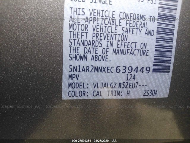 Photo 8 VIN: 5N1AR2MNXEC639449 - NISSAN PATHFINDER 