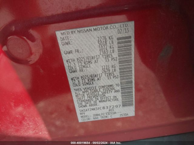 Photo 8 VIN: 5N1AT2MK5FC837297 - NISSAN ROGUE 