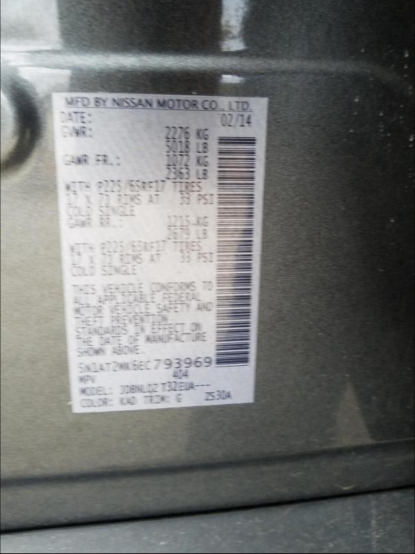 Photo 9 VIN: 5N1AT2MK6EC793969 - NISSAN ROGUE S 