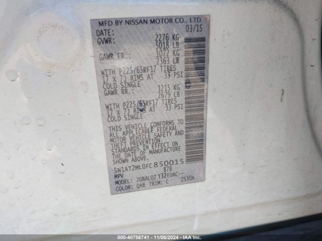 Photo 8 VIN: 5N1AT2ML0FC850015 - NISSAN ROGUE 