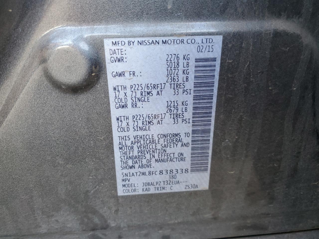 Photo 12 VIN: 5N1AT2ML8FC838338 - NISSAN ROGUE 