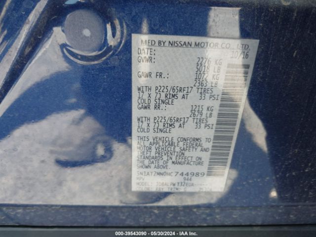 Photo 8 VIN: 5N1AT2MN0HC744989 - NISSAN ROGUE 