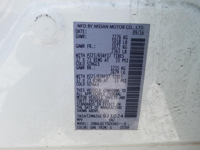 Photo 9 VIN: 5N1AT2MN2GC921024 - NISSAN ROGUE S 