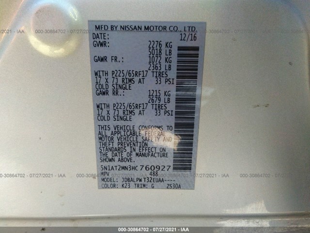 Photo 8 VIN: 5N1AT2MN3HC760927 - NISSAN ROGUE 