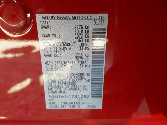 Photo 9 VIN: 5N1AT2MN3HC781292 - NISSAN ROGUE 