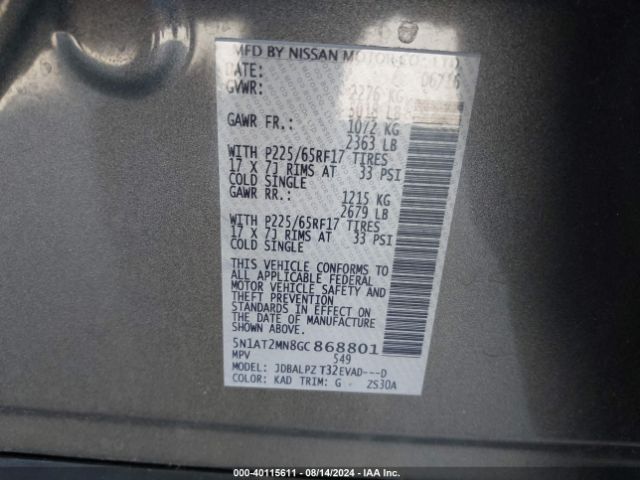 Photo 8 VIN: 5N1AT2MN8GC868801 - NISSAN ROGUE 