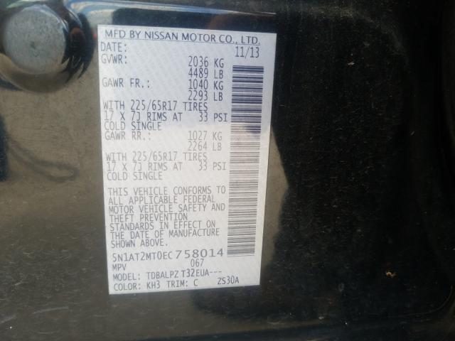 Photo 9 VIN: 5N1AT2MT0EC758014 - NISSAN ROGUE S 