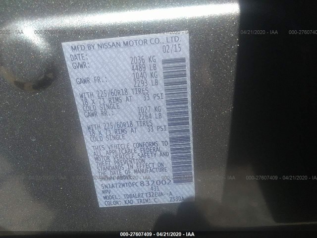 Photo 8 VIN: 5N1AT2MT0FC832002 - NISSAN ROGUE 