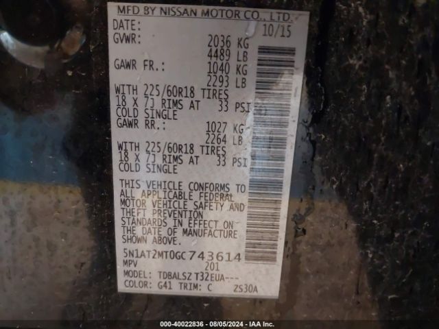 Photo 8 VIN: 5N1AT2MT0GC743614 - NISSAN ROGUE 