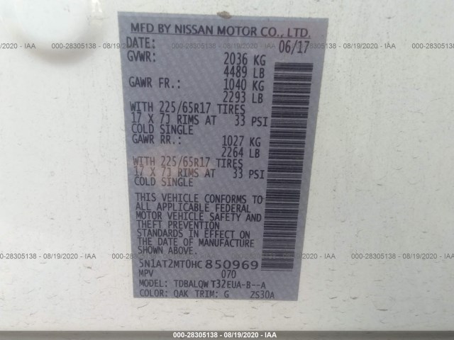 Photo 8 VIN: 5N1AT2MT0HC850969 - NISSAN ROGUE 