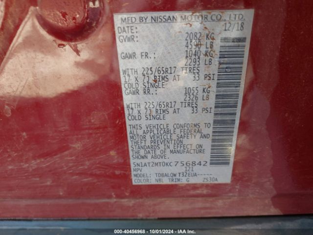 Photo 8 VIN: 5N1AT2MT0KC756842 - NISSAN ROGUE 