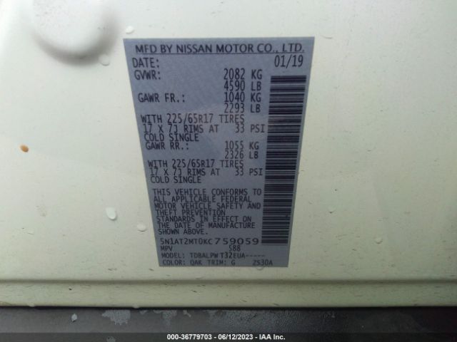 Photo 8 VIN: 5N1AT2MT0KC759059 - NISSAN ROGUE 