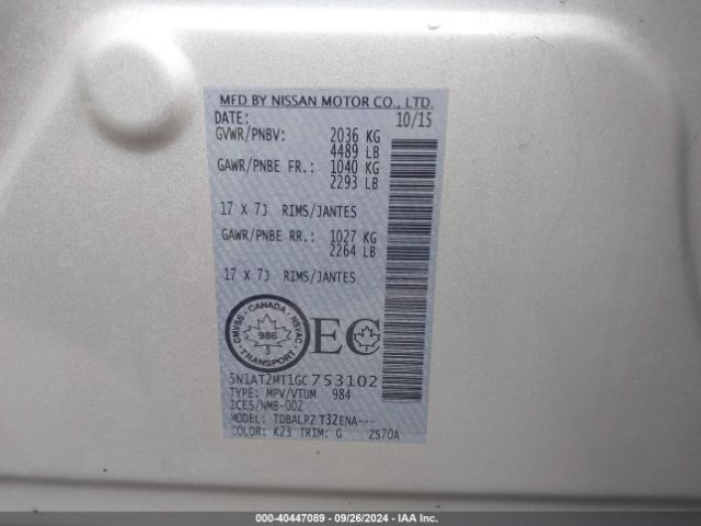 Photo 8 VIN: 5N1AT2MT1GC753102 - NISSAN ROGUE 