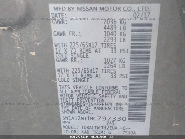 Photo 8 VIN: 5N1AT2MT1HC797330 - NISSAN ROGUE 