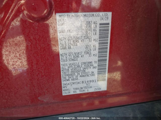 Photo 8 VIN: 5N1AT2MT1KC814991 - NISSAN ROGUE 