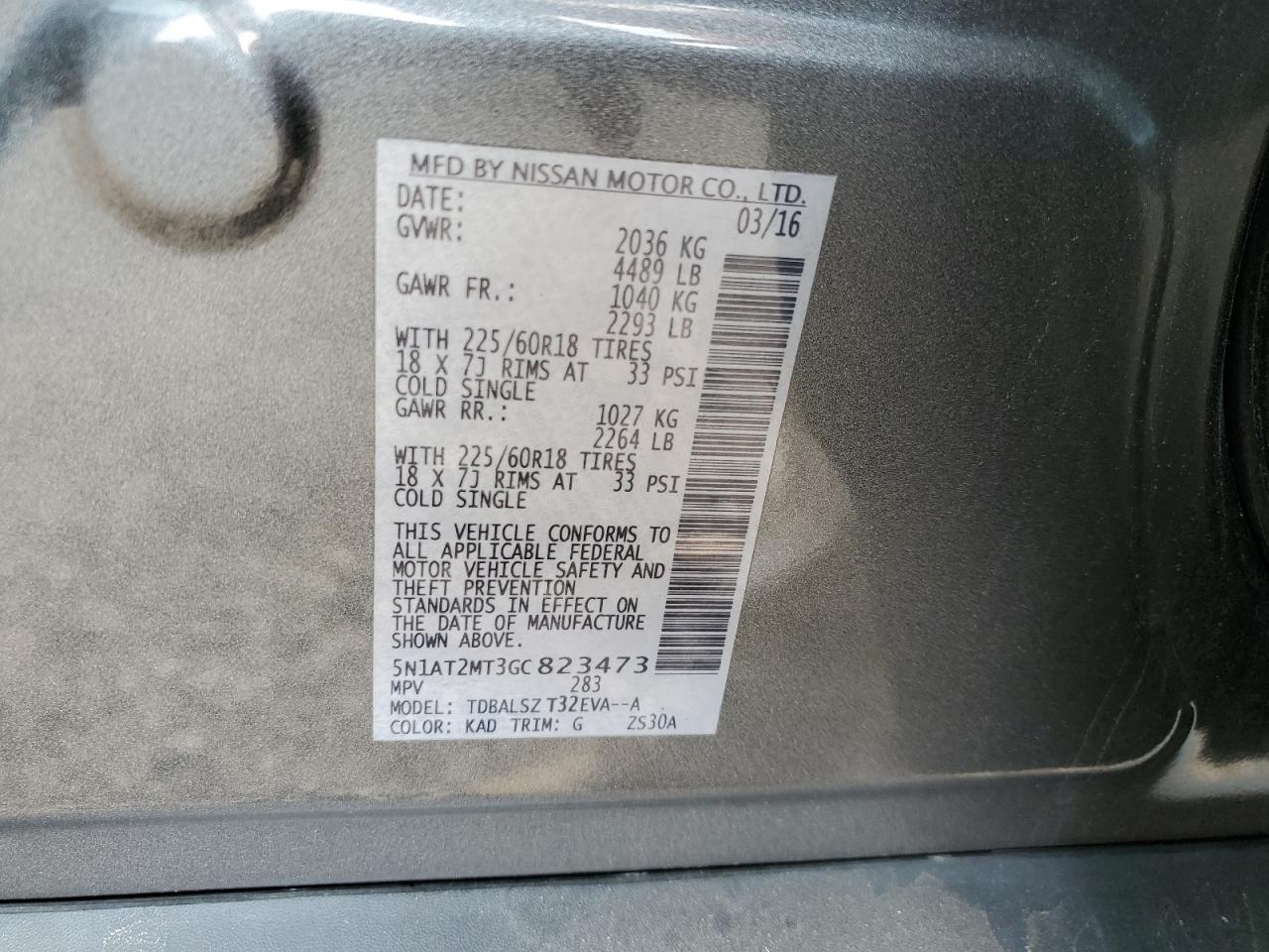 Photo 13 VIN: 5N1AT2MT3GC823473 - NISSAN ROGUE 