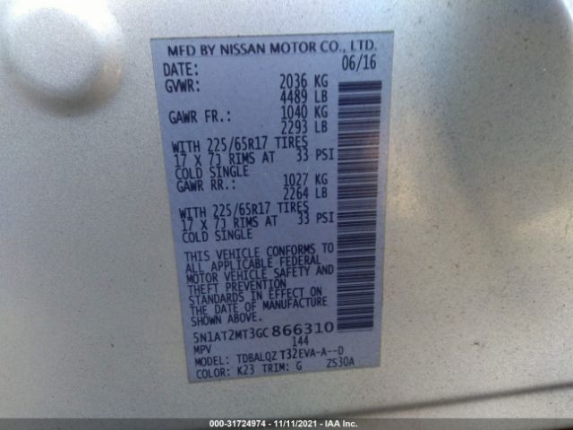 Photo 8 VIN: 5N1AT2MT3GC866310 - NISSAN ROGUE 