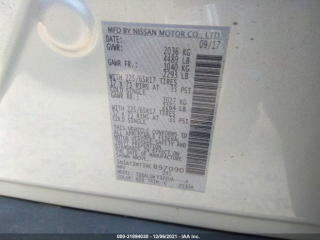 Photo 8 VIN: 5N1AT2MT3HC897090 - NISSAN ROGUE 