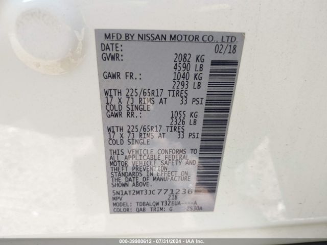 Photo 8 VIN: 5N1AT2MT3JC771236 - NISSAN ROGUE 