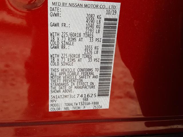 Photo 9 VIN: 5N1AT2MT3LC741625 - NISSAN ROGUE S 